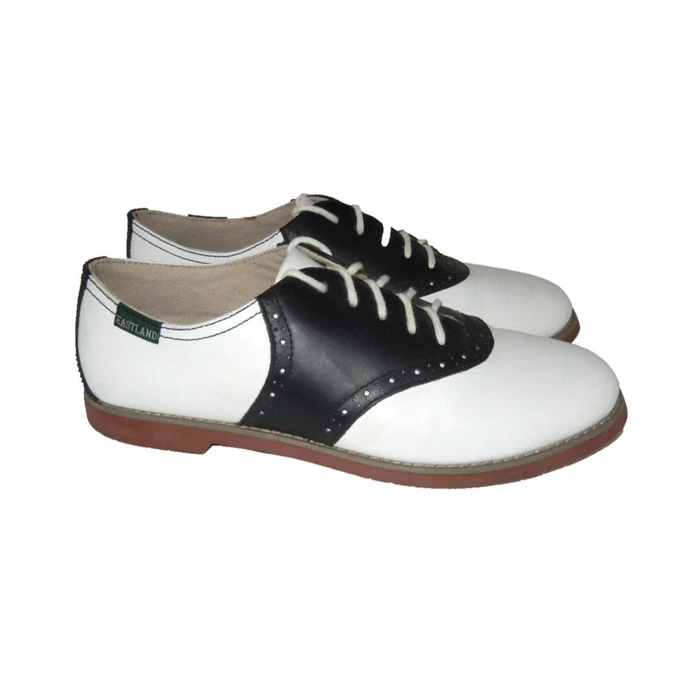Eastland Sadie Leather Saddle Shoes Oxfords Women's 9.5 M Lace Up White & Black